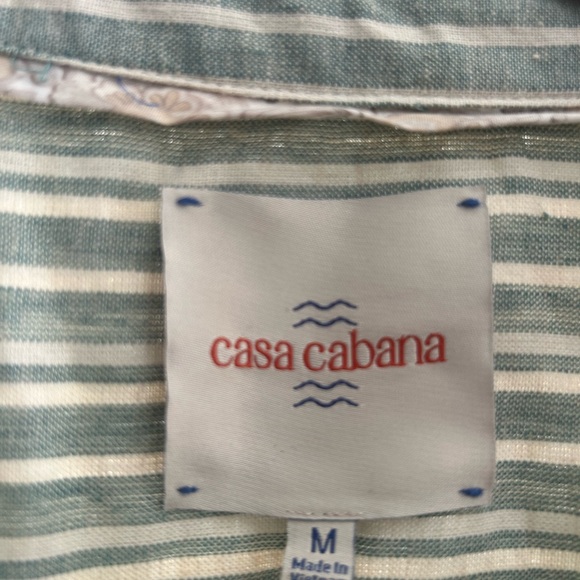 Casa Cabana Sleeveless Button-Down Shirt in Green Stripe - Picture 2 of 4